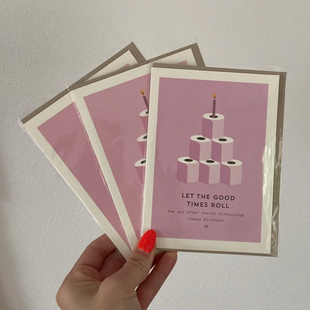 Boutique Stationary Happy Birthday Cards x 3 Sorry You’re sick on your birthday